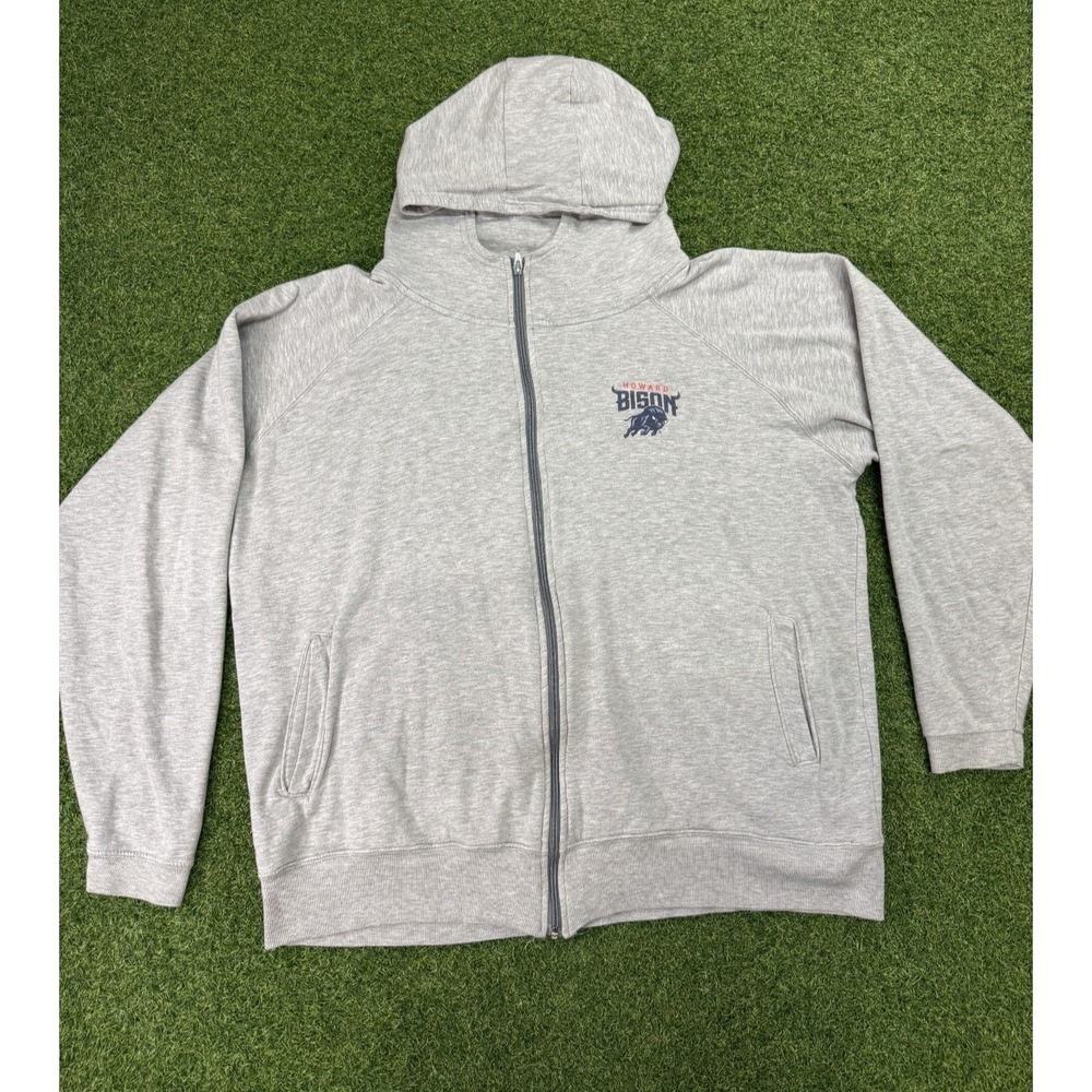 Howard Bison Football Team Alta Gracia‎ Men's Hoodie 2XL Heather Gray Full Zip